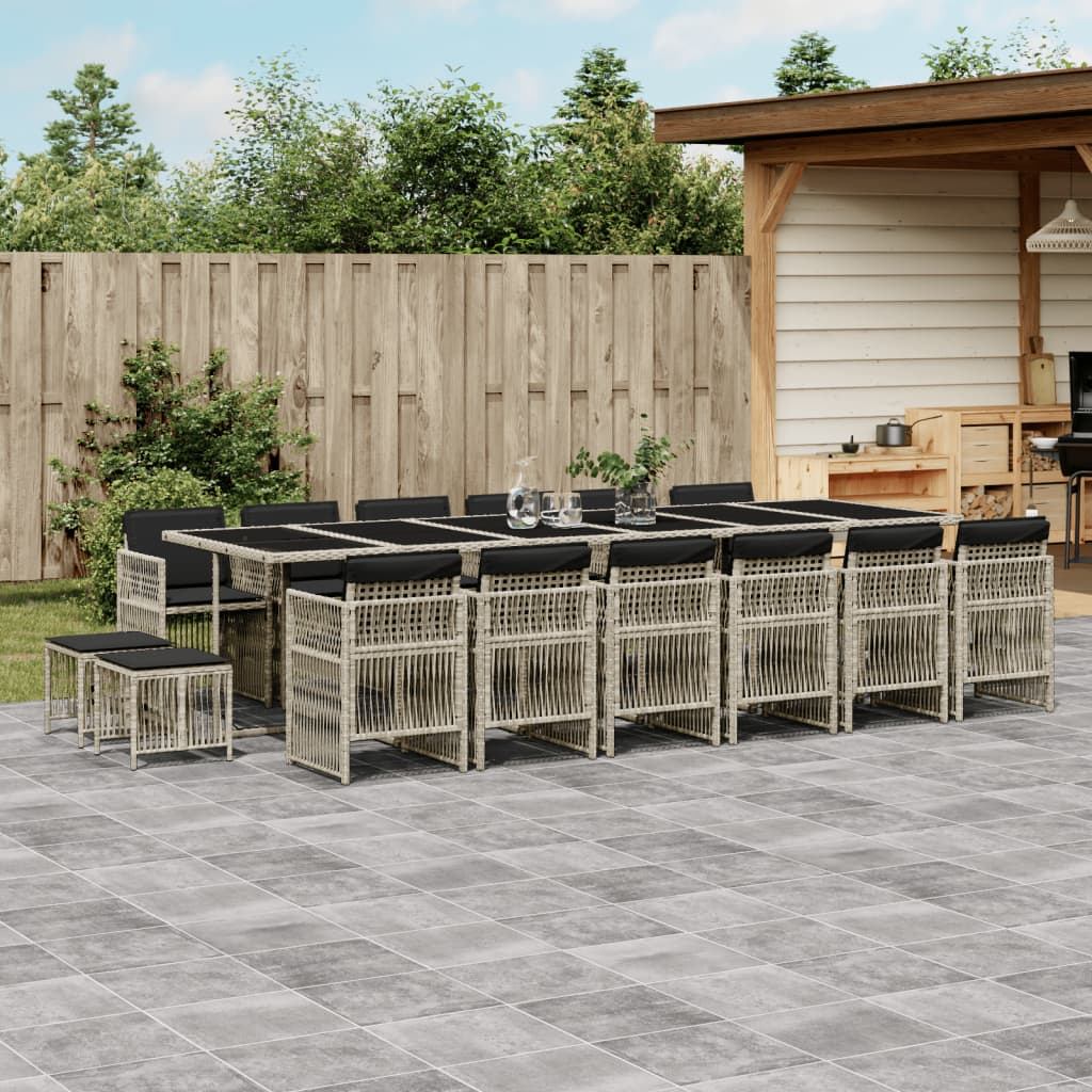 17-delige Tuinset met kussens poly rattan lichtgrijs is nu te koop bij PeponiXL, paradijselijk wonen!