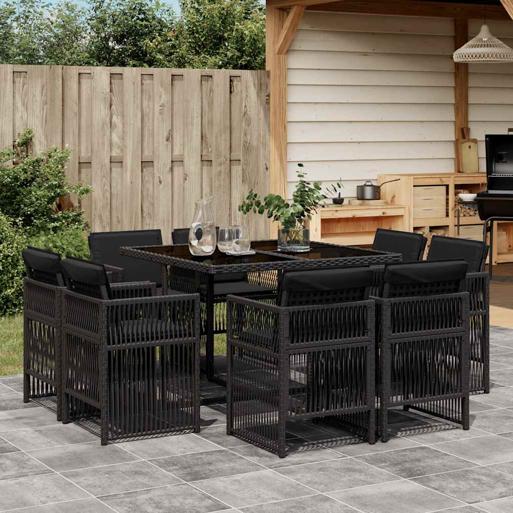 9-delige Tuinset poly rattan zwart is nu te koop bij PeponiXL, paradijselijk wonen!