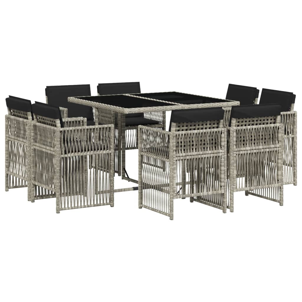 9-delige Tuinset met kussens poly rattan lichtgrijs is nu te koop bij PeponiXL, paradijselijk wonen!