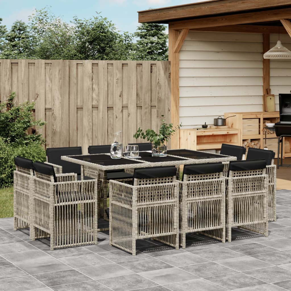 11-delige Tuinset met kussens poly rattan lichtgrijs is nu te koop bij PeponiXL, paradijselijk wonen!