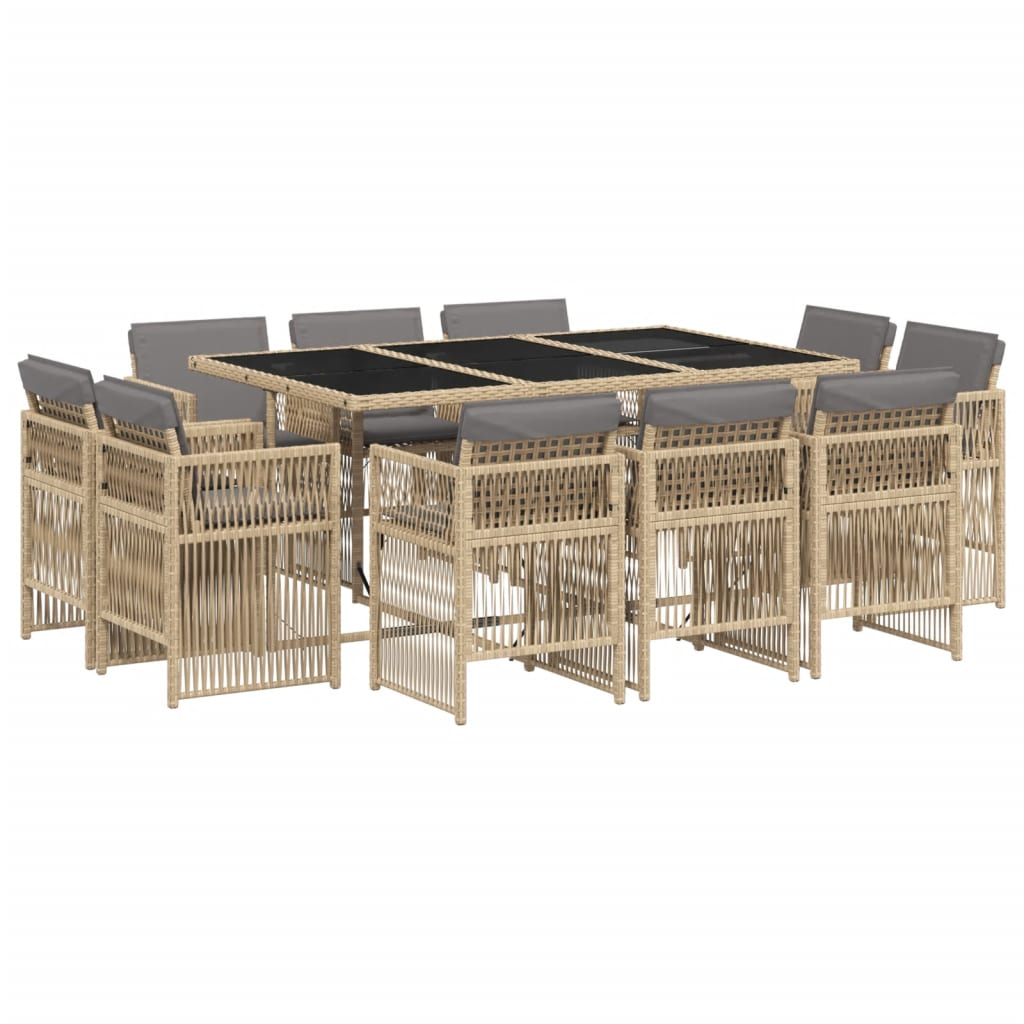 11-delige Tuinset met kussens poly rattan gemengd beige is nu te koop bij PeponiXL, paradijselijk wonen!