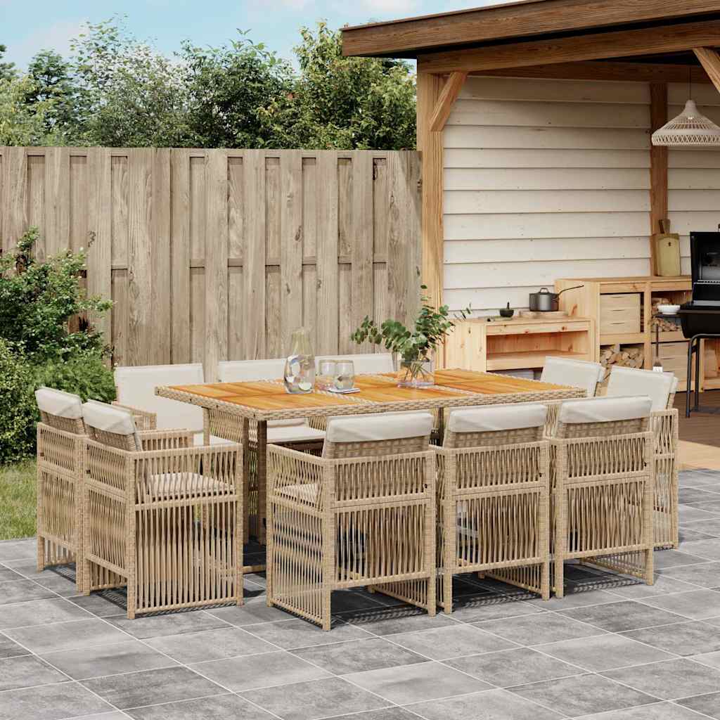 11-delige Tuinset met kussens poly rattan beige is nu te koop bij PeponiXL, paradijselijk wonen!