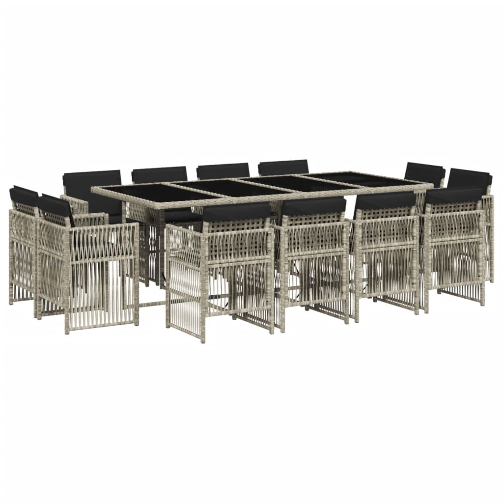 13-delige Tuinset met kussens poly rattan lichtgrijs is nu te koop bij PeponiXL, paradijselijk wonen!
