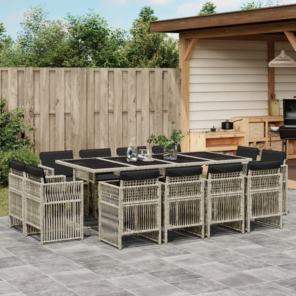 13-delige Tuinset met kussens poly rattan lichtgrijs is nu te koop bij PeponiXL, paradijselijk wonen!