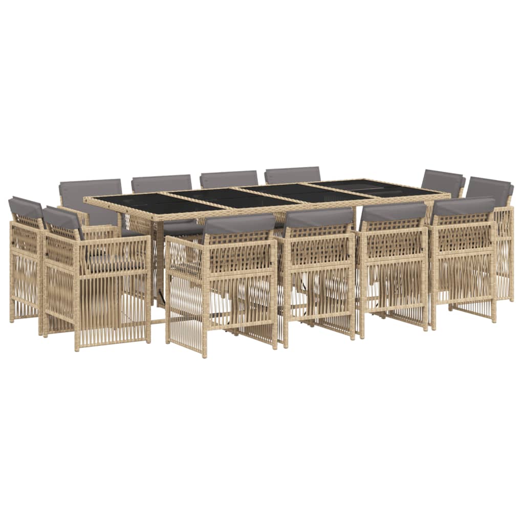 13-delige Tuinset met kussens poly rattan gemengd beige is nu te koop bij PeponiXL, paradijselijk wonen!