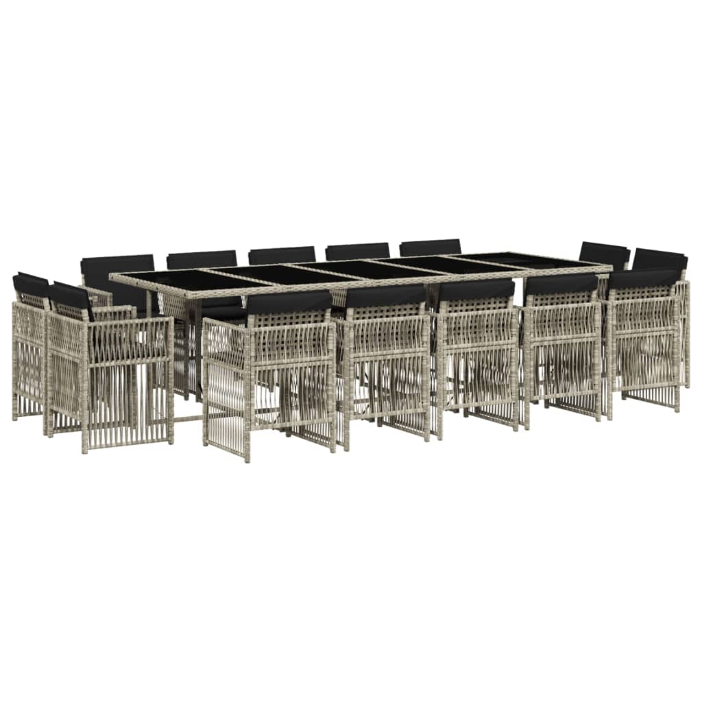 15-delige Tuinset met kussens poly rattan lichtgrijs is nu te koop bij PeponiXL, paradijselijk wonen!