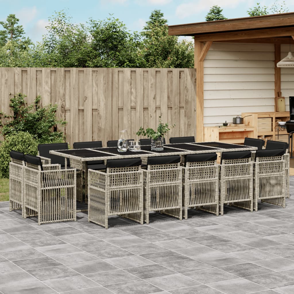 15-delige Tuinset met kussens poly rattan lichtgrijs is nu te koop bij PeponiXL, paradijselijk wonen!