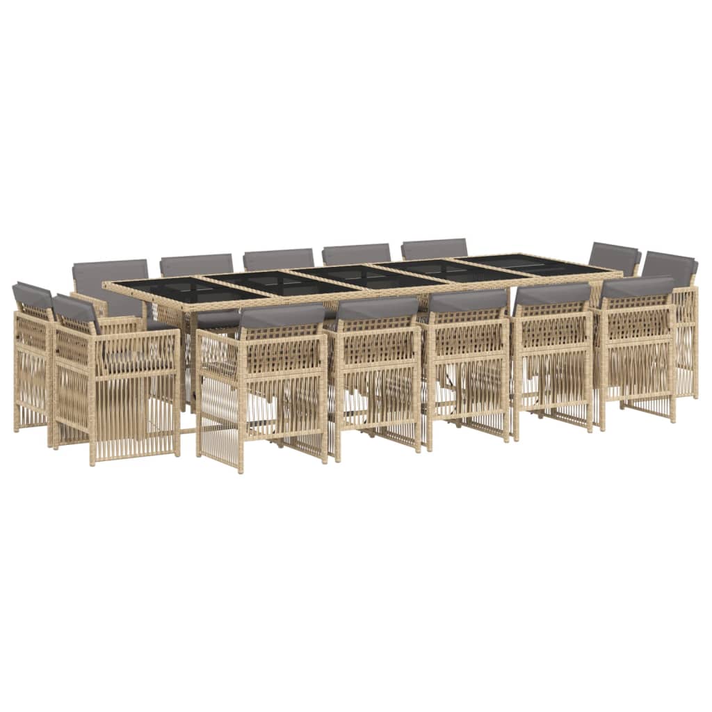 15-delige Tuinset met kussens poly rattan gemengd beige is nu te koop bij PeponiXL, paradijselijk wonen!