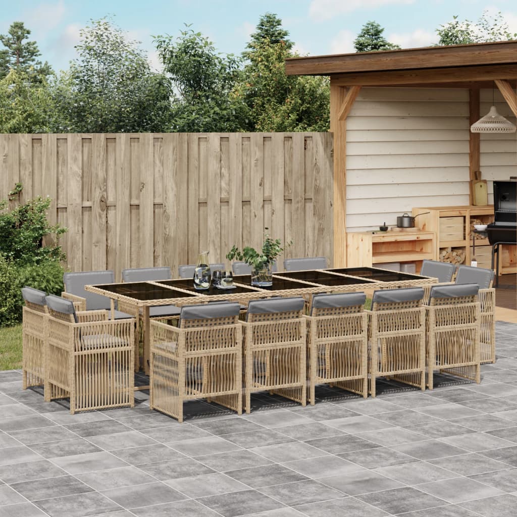 15-delige Tuinset met kussens poly rattan gemengd beige is nu te koop bij PeponiXL, paradijselijk wonen!