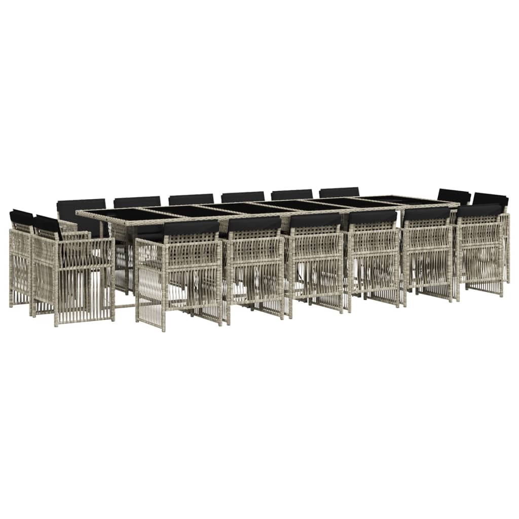 17-delige Tuinset met kussens poly rattan lichtgrijs is nu te koop bij PeponiXL, paradijselijk wonen!