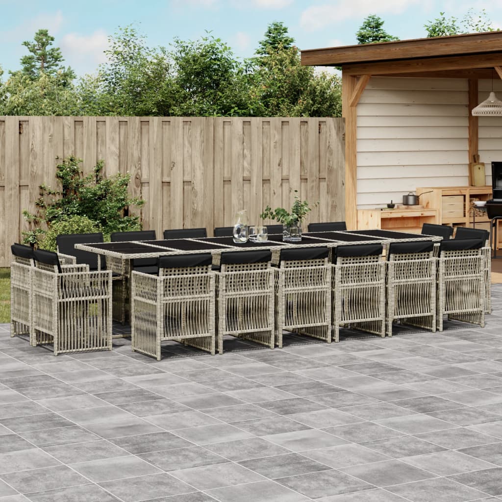 17-delige Tuinset met kussens poly rattan lichtgrijs is nu te koop bij PeponiXL, paradijselijk wonen!