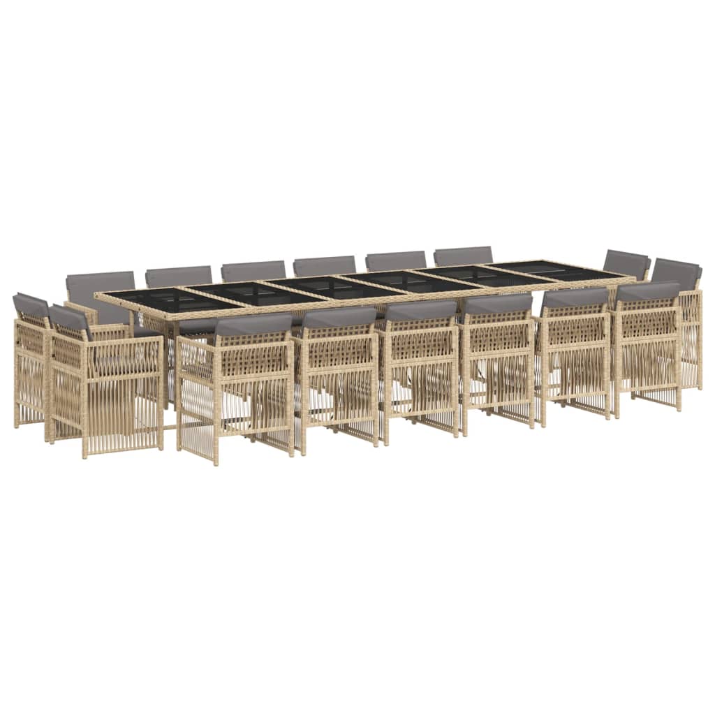 17-delige Tuinset met kussens poly rattan gemengd beige is nu te koop bij PeponiXL, paradijselijk wonen!