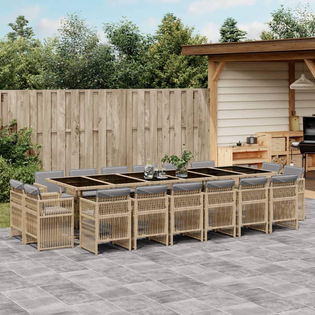 17-delige Tuinset met kussens poly rattan gemengd beige is nu te koop bij PeponiXL, paradijselijk wonen!