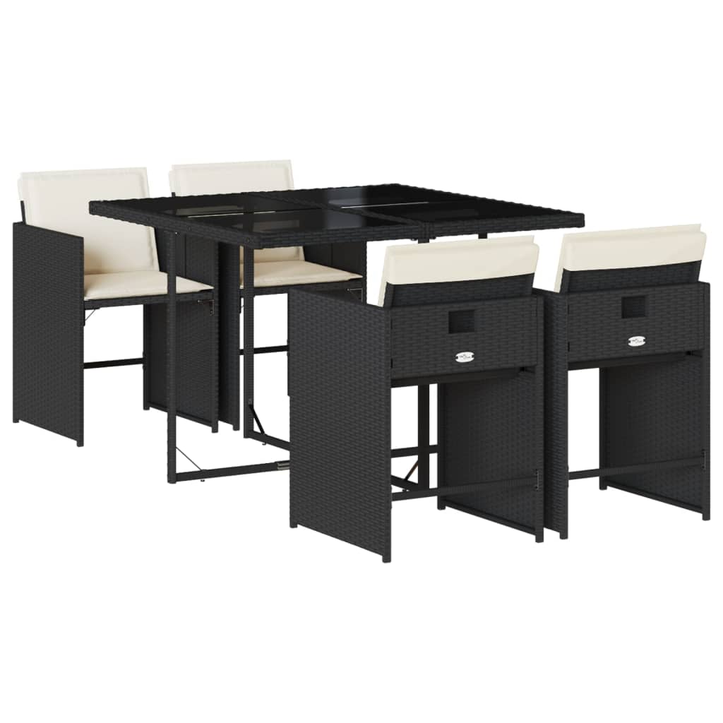5-delige Tuinset met kussens poly rattan zwart is nu te koop bij PeponiXL, paradijselijk wonen!