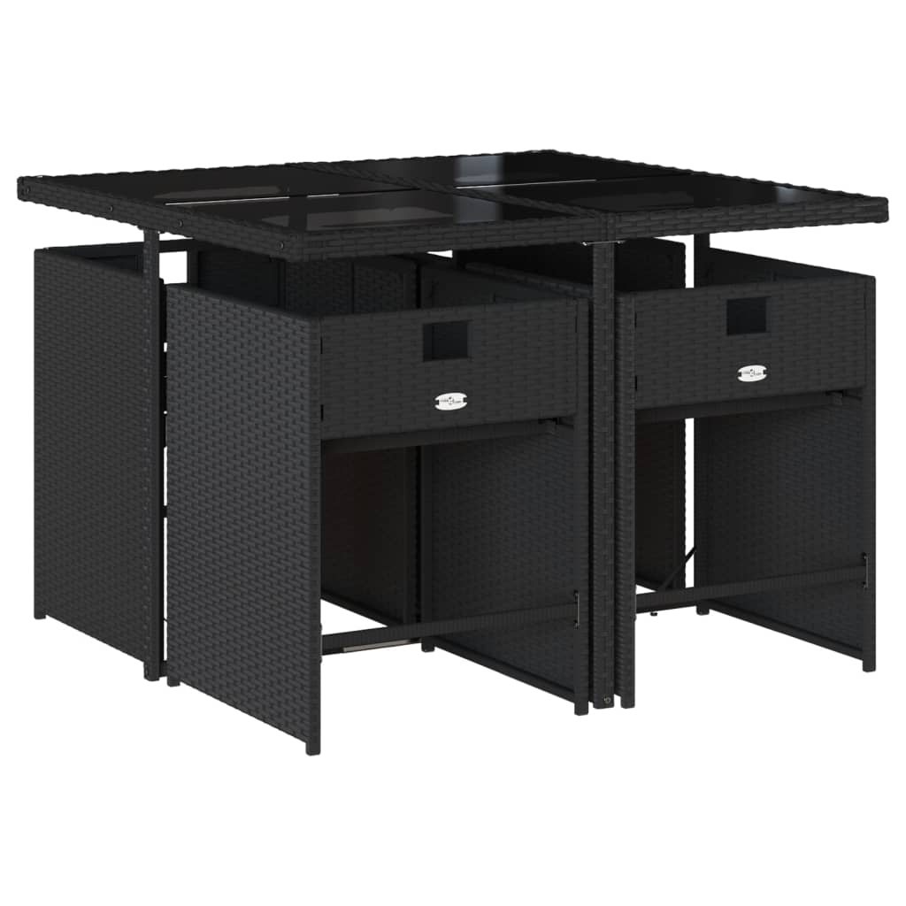 5-delige Tuinset met kussens poly rattan zwart is nu te koop bij PeponiXL, paradijselijk wonen!