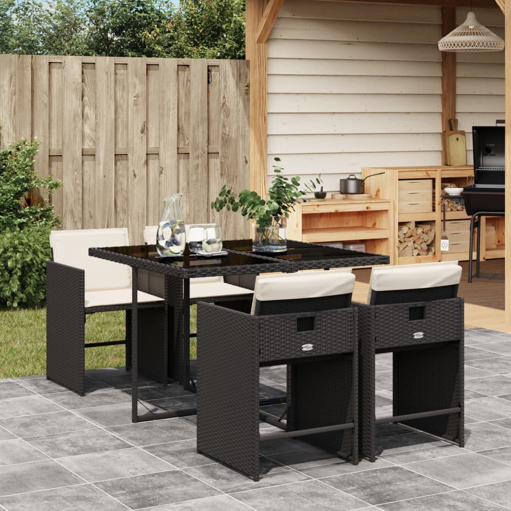 5-delige Tuinset met kussens poly rattan zwart is nu te koop bij PeponiXL, paradijselijk wonen!
