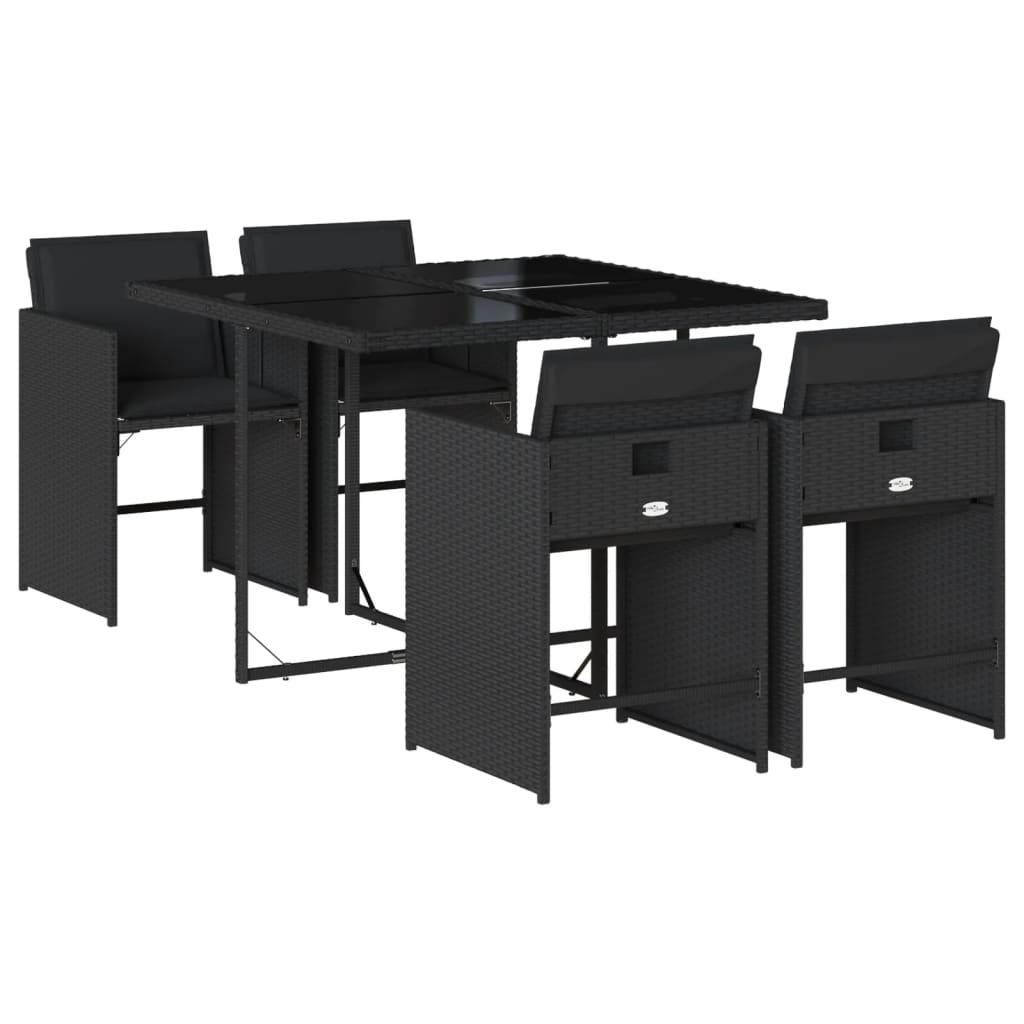 5-delige Tuinset met kussens poly rattan zwart is nu te koop bij PeponiXL, paradijselijk wonen!