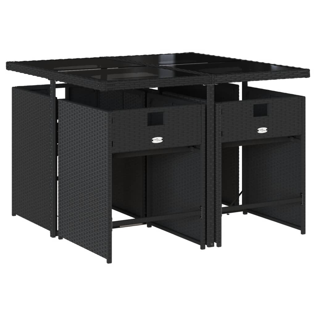 5-delige Tuinset met kussens poly rattan zwart is nu te koop bij PeponiXL, paradijselijk wonen!