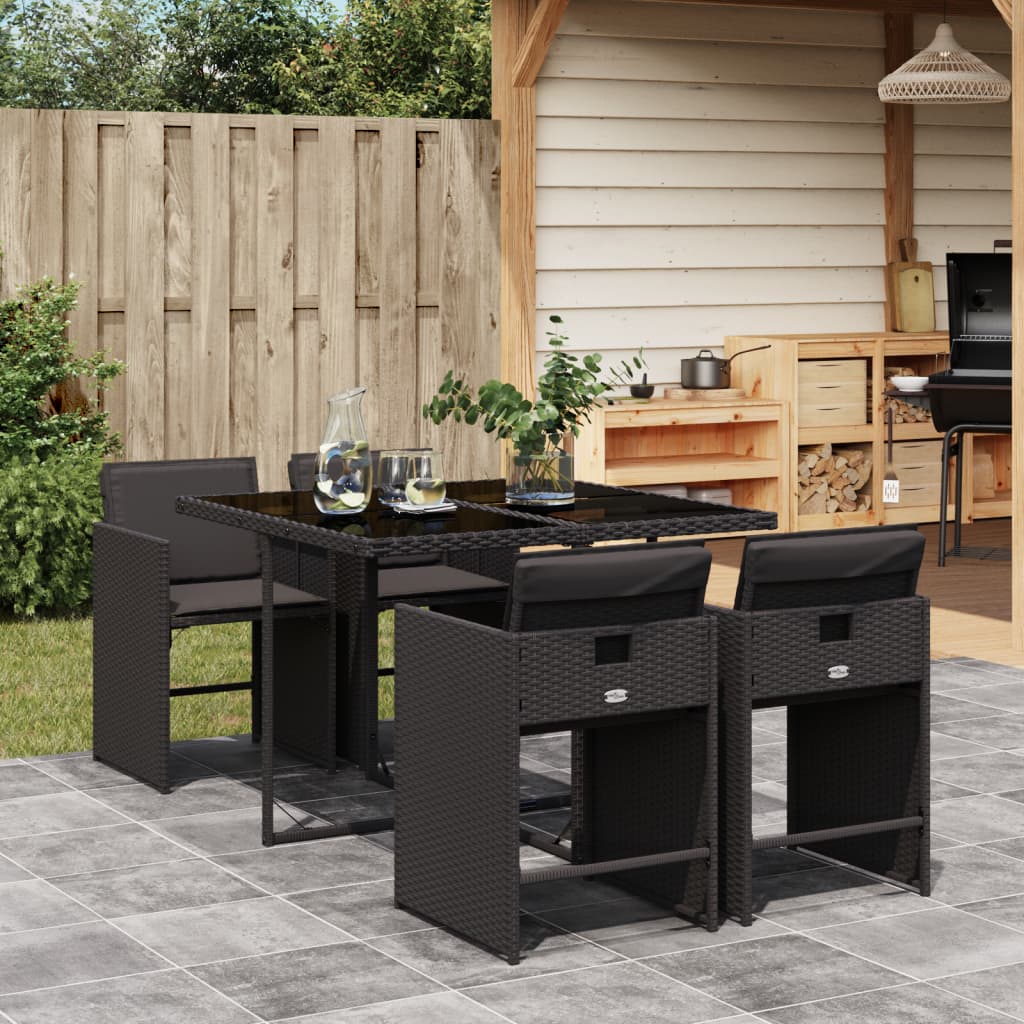 5-delige Tuinset met kussens poly rattan zwart is nu te koop bij PeponiXL, paradijselijk wonen!