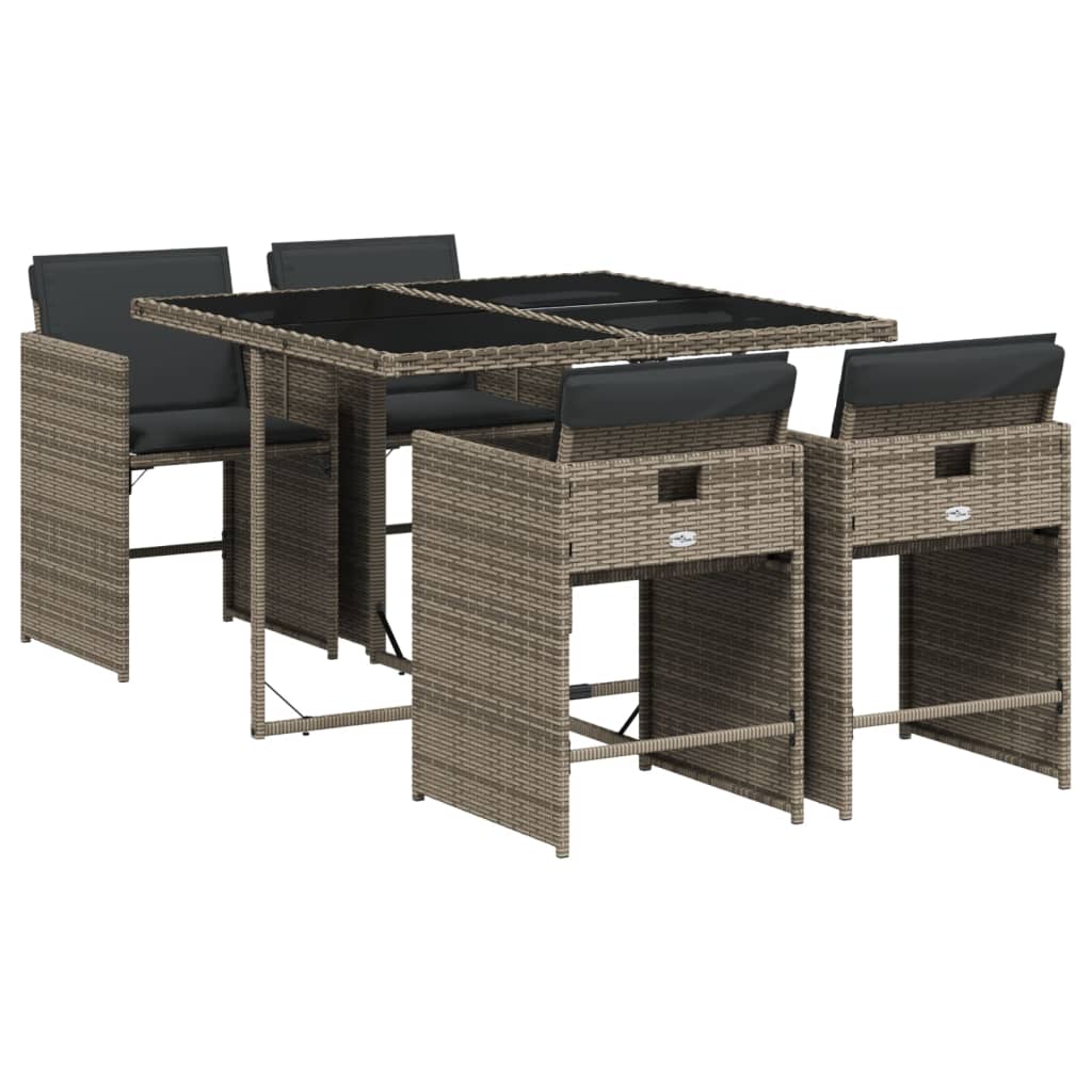 5-delige Tuinset met kussens poly rattan grijs is nu te koop bij PeponiXL, paradijselijk wonen!