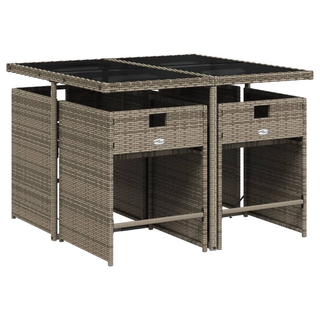5-delige Tuinset met kussens poly rattan grijs is nu te koop bij PeponiXL, paradijselijk wonen!