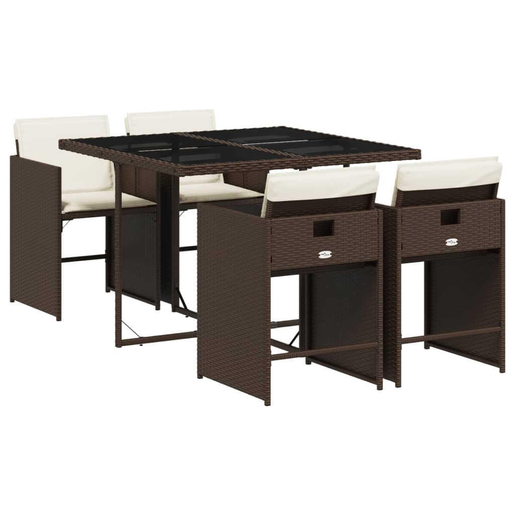 5-delige Tuinset met kussens poly rattan bruin is nu te koop bij PeponiXL, paradijselijk wonen!