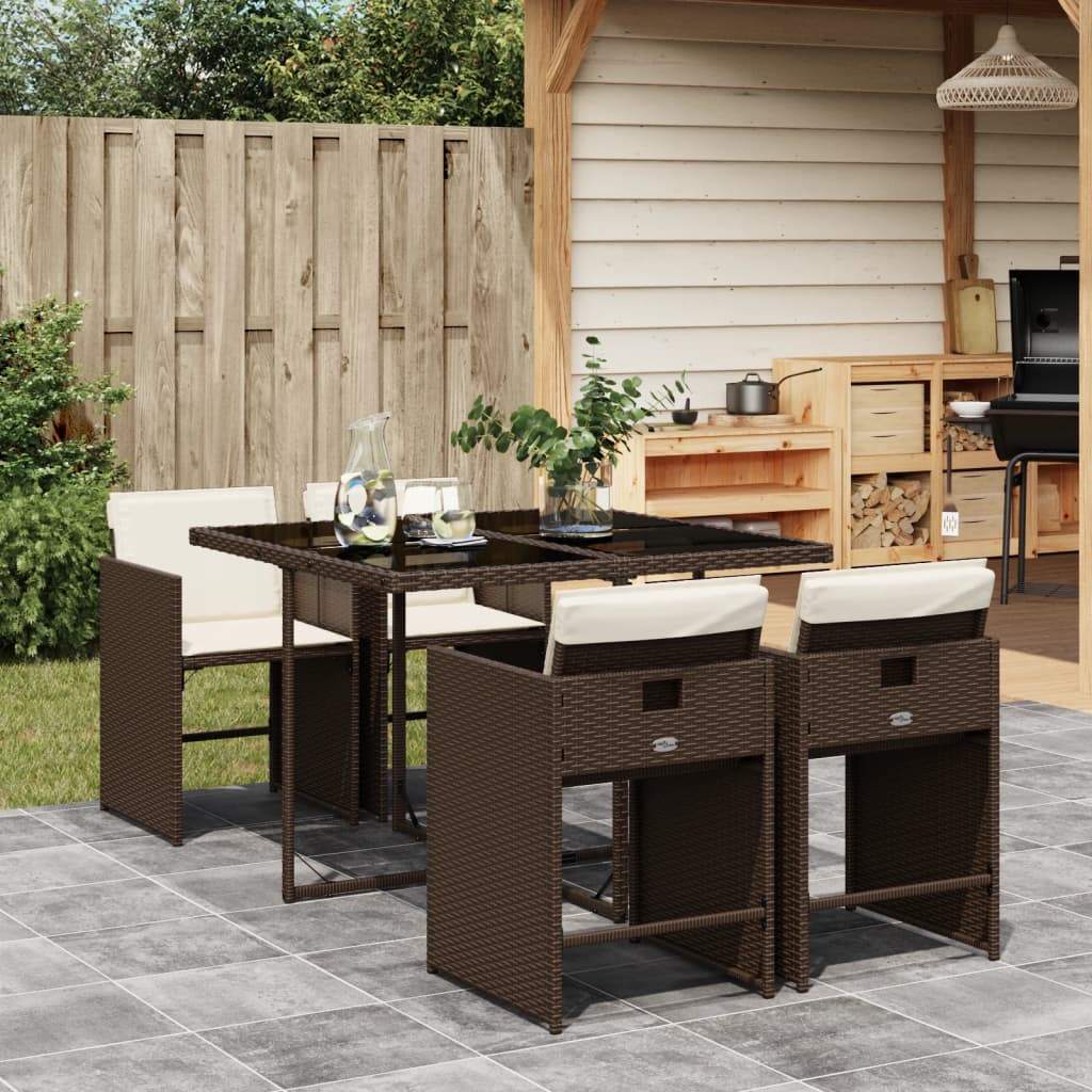 5-delige Tuinset met kussens poly rattan bruin is nu te koop bij PeponiXL, paradijselijk wonen!