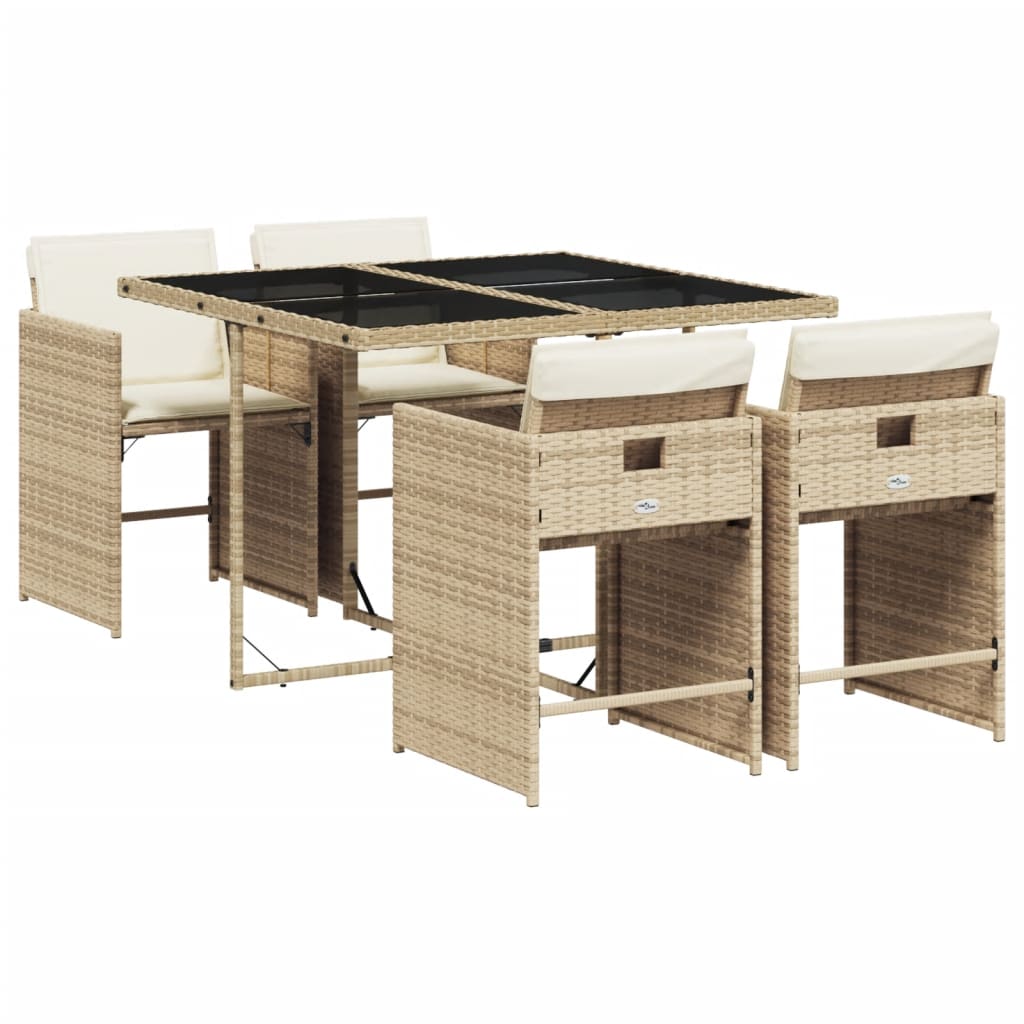 5-delige Tuinset met kussens poly rattan beige is nu te koop bij PeponiXL, paradijselijk wonen!