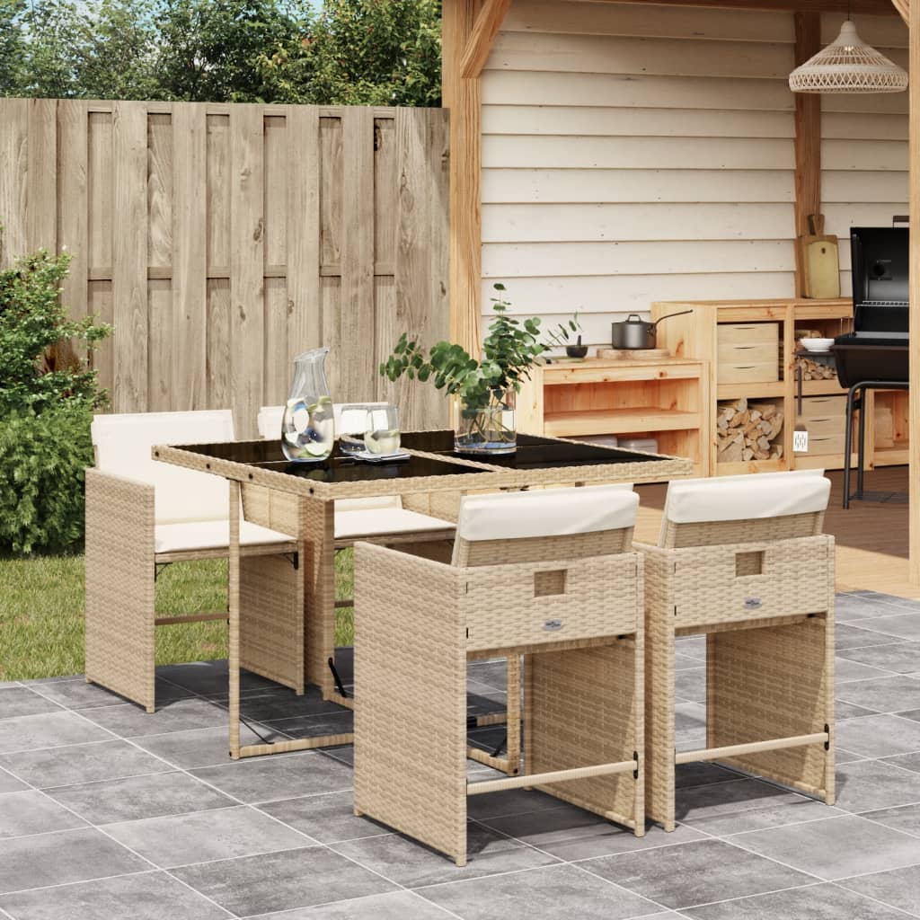 5-delige Tuinset met kussens poly rattan beige is nu te koop bij PeponiXL, paradijselijk wonen!