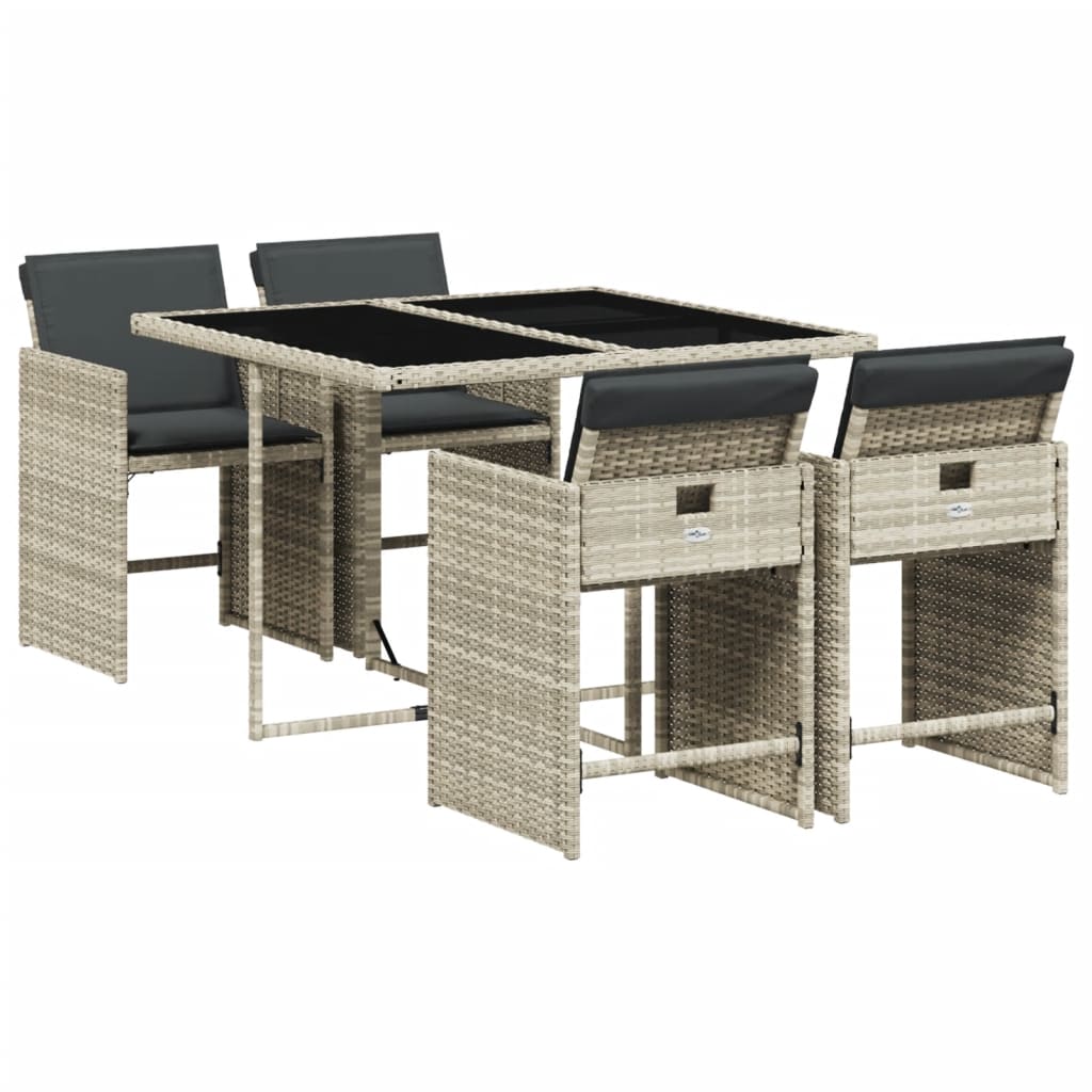 5-delige Tuinset met kussens poly rattan lichtgrijs is nu te koop bij PeponiXL, paradijselijk wonen!