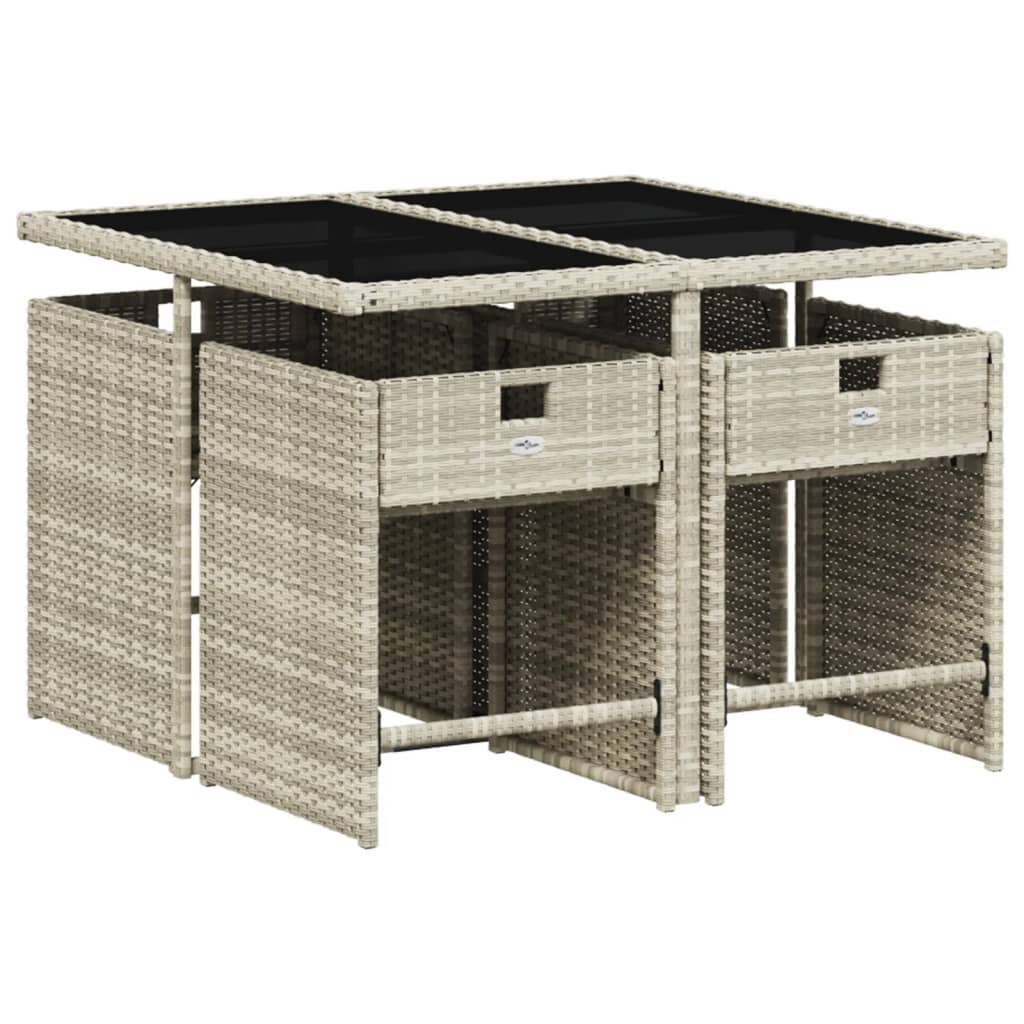 5-delige Tuinset met kussens poly rattan lichtgrijs is nu te koop bij PeponiXL, paradijselijk wonen!