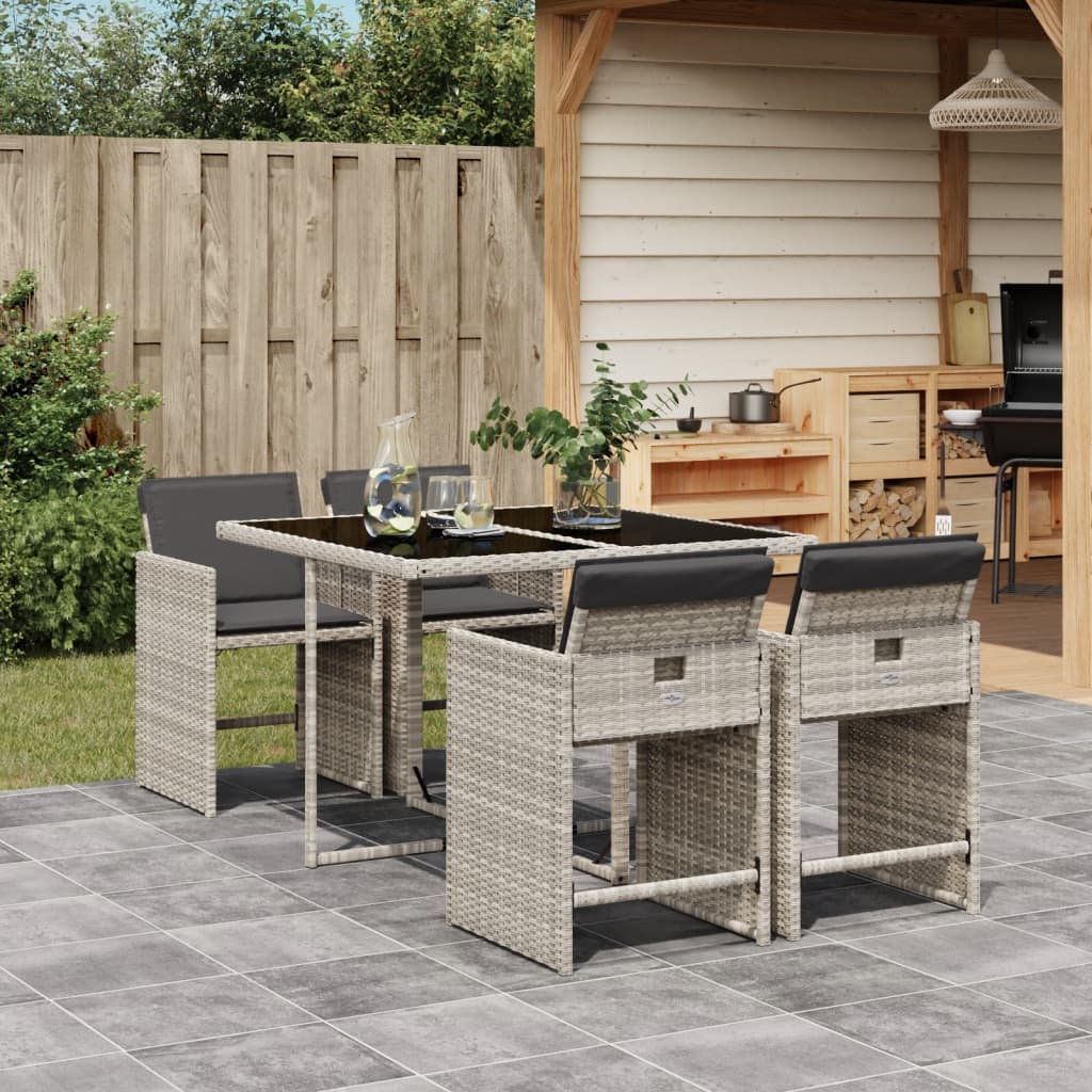 5-delige Tuinset met kussens poly rattan lichtgrijs is nu te koop bij PeponiXL, paradijselijk wonen!