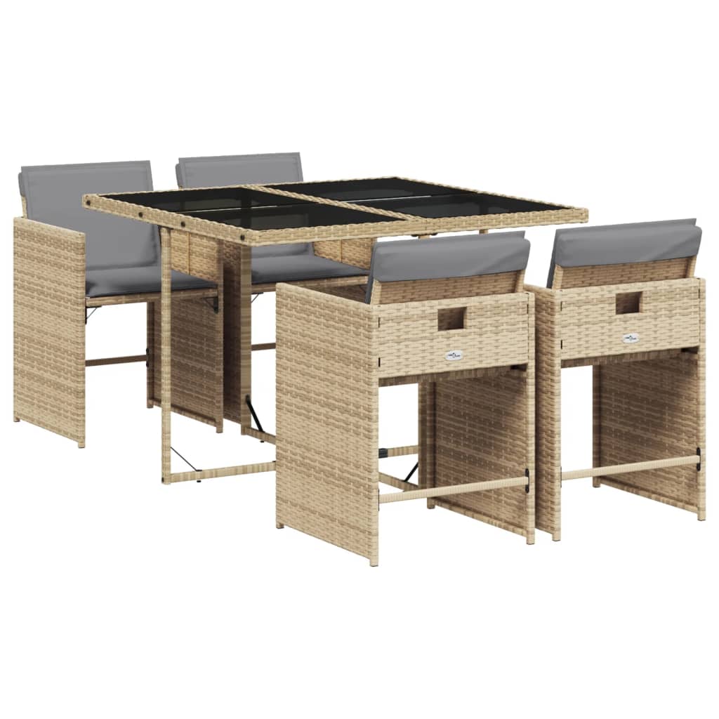 5-delige Tuinset met kussens poly rattan gemengd beige is nu te koop bij PeponiXL, paradijselijk wonen!