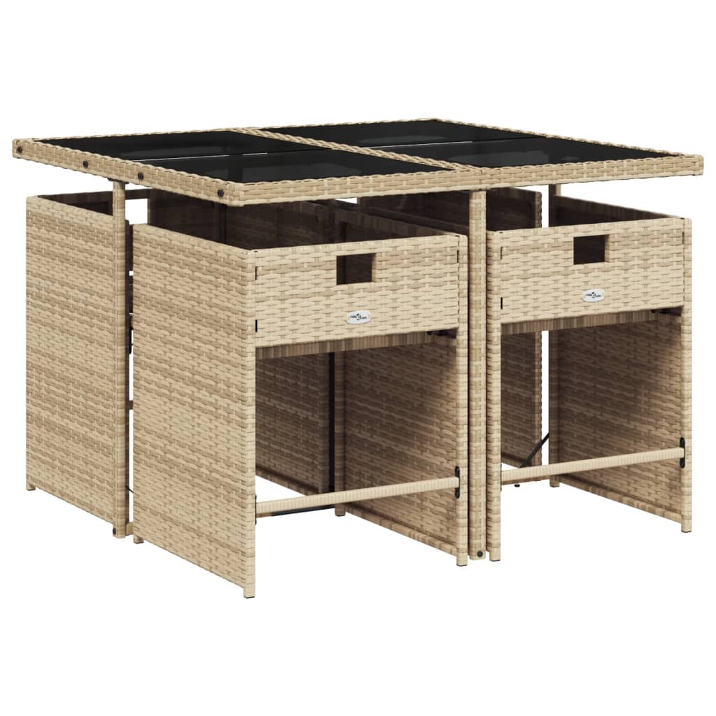 5-delige Tuinset met kussens poly rattan gemengd beige is nu te koop bij PeponiXL, paradijselijk wonen!