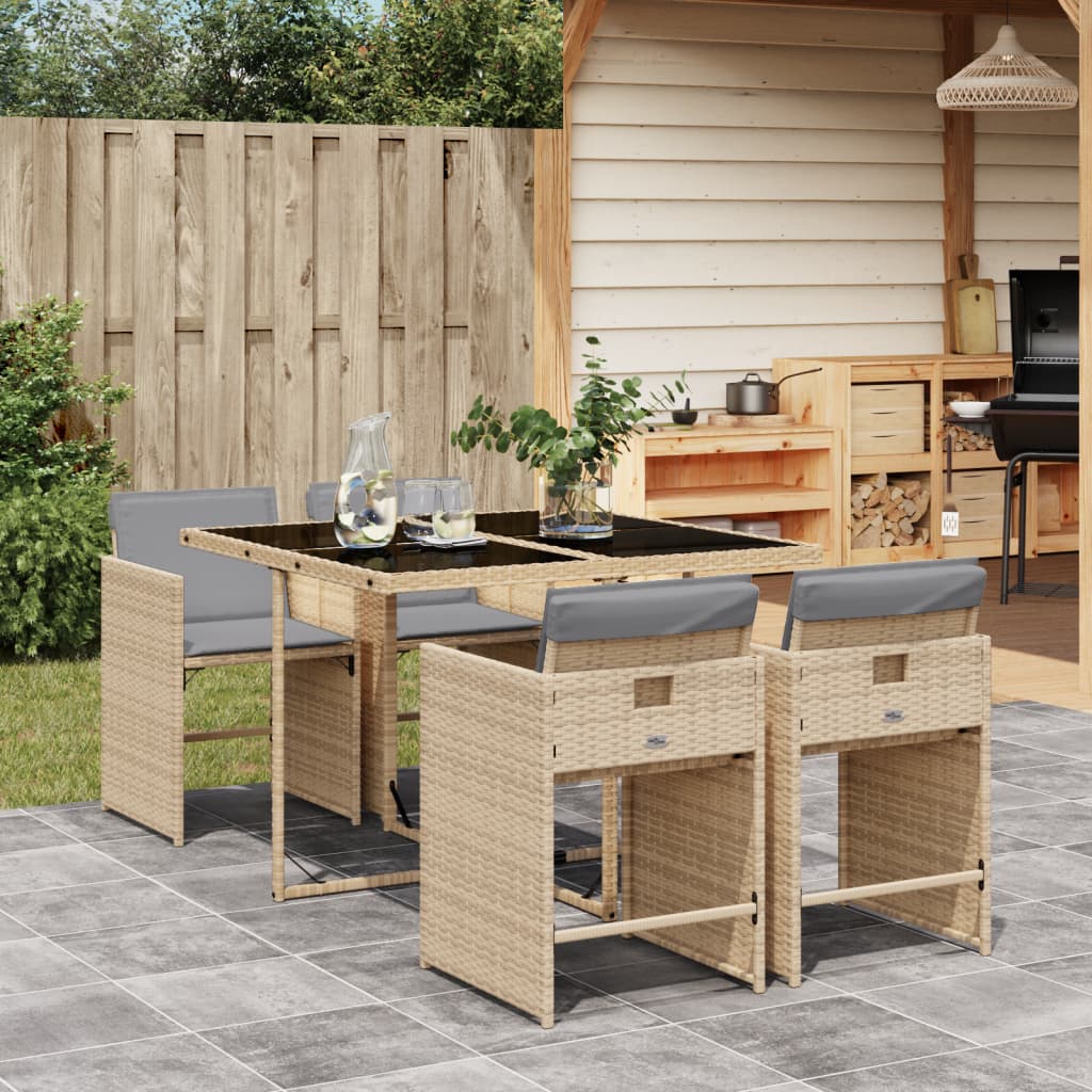 5-delige Tuinset met kussens poly rattan gemengd beige is nu te koop bij PeponiXL, paradijselijk wonen!
