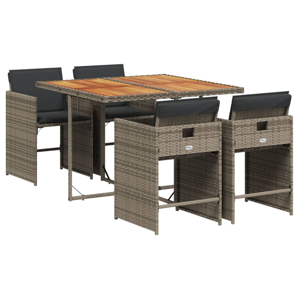 5-delige Tuinset met kussens poly rattan grijs is nu te koop bij PeponiXL, paradijselijk wonen!