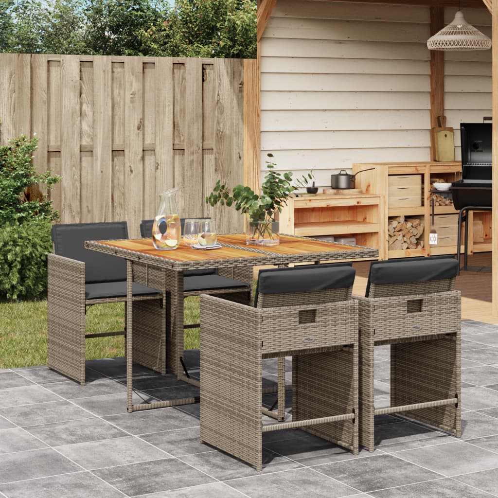 5-delige Tuinset met kussens poly rattan grijs is nu te koop bij PeponiXL, paradijselijk wonen!