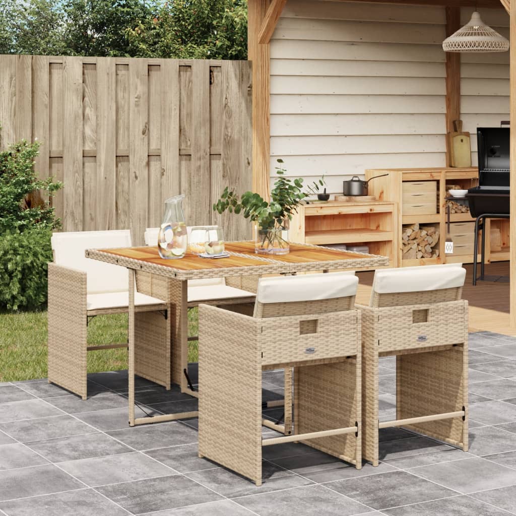 5-delige Tuinset met kussens poly rattan beige is nu te koop bij PeponiXL, paradijselijk wonen!