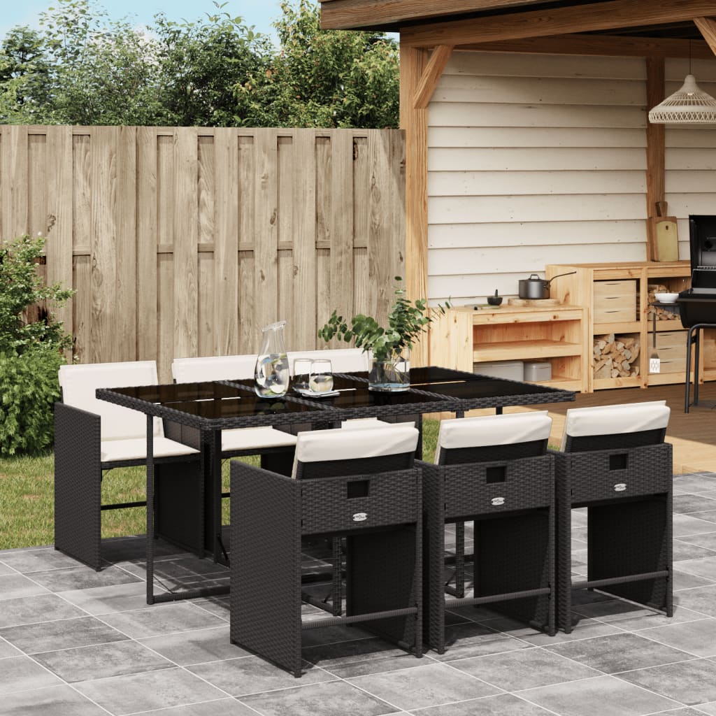 7-delige Tuinset met kussens poly rattan zwart is nu te koop bij PeponiXL, paradijselijk wonen!