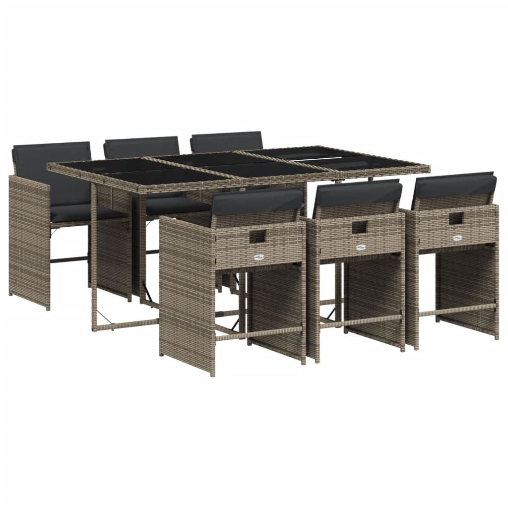 7-delige Tuinset met kussens poly rattan grijs is nu te koop bij PeponiXL, paradijselijk wonen!