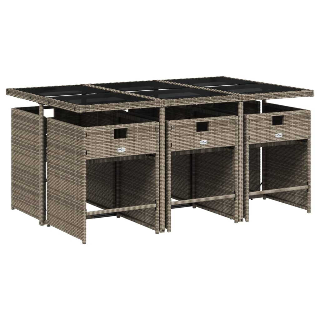 7-delige Tuinset met kussens poly rattan grijs is nu te koop bij PeponiXL, paradijselijk wonen!