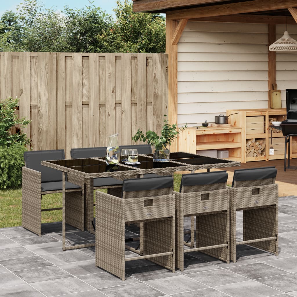 7-delige Tuinset met kussens poly rattan grijs is nu te koop bij PeponiXL, paradijselijk wonen!