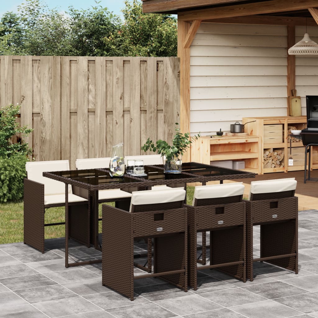 7-delige Tuinset met kussens poly rattan bruin is nu te koop bij PeponiXL, paradijselijk wonen!