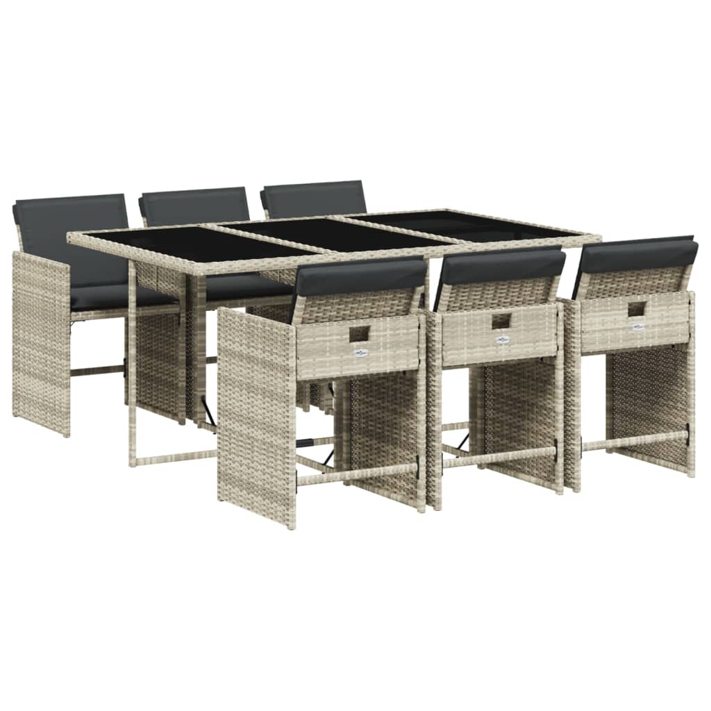 7-delige Tuinset met kussens poly rattan grijs is nu te koop bij PeponiXL, paradijselijk wonen!