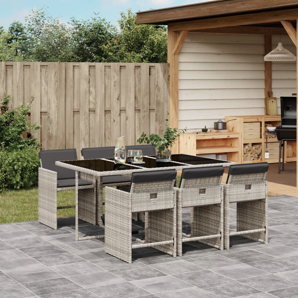 7-delige Tuinset met kussens poly rattan grijs is nu te koop bij PeponiXL, paradijselijk wonen!
