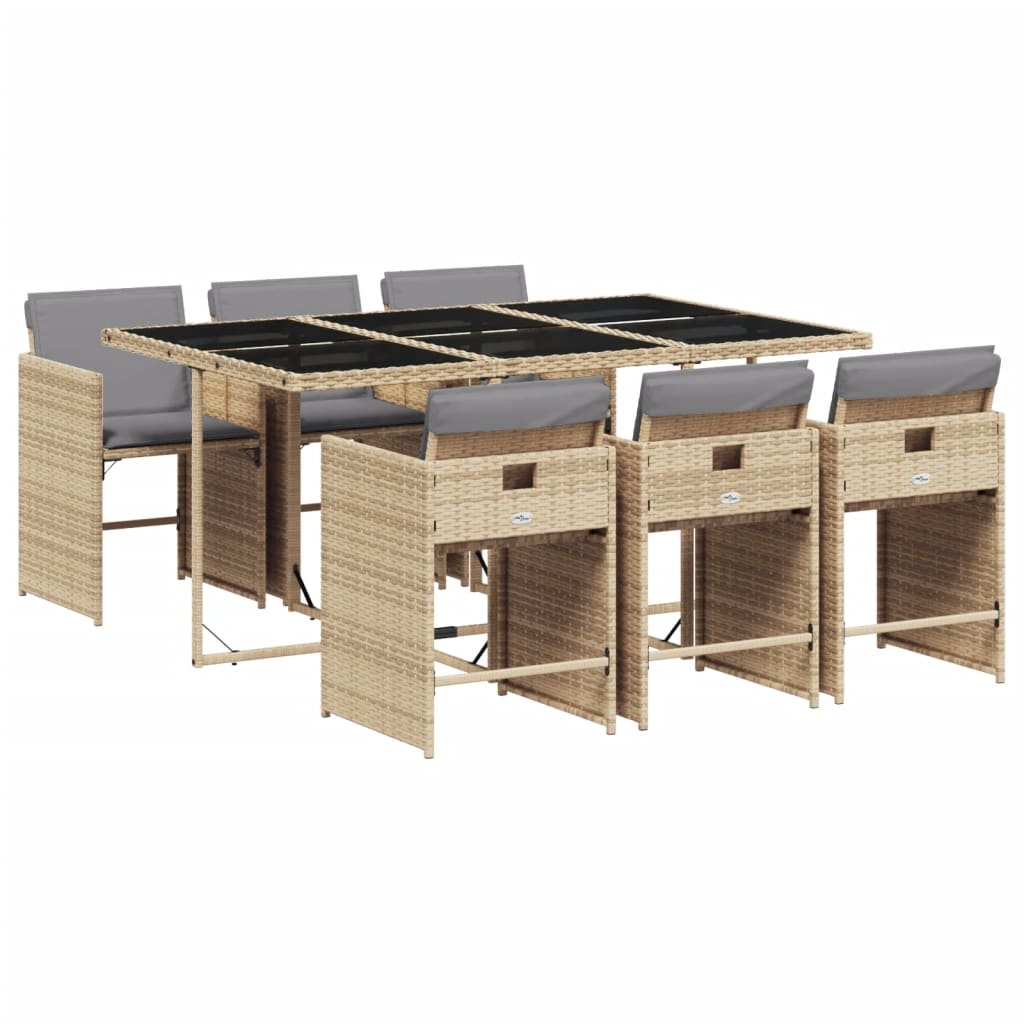 7-delige Tuinset met kussens poly rattan gemengd beige is nu te koop bij PeponiXL, paradijselijk wonen!
