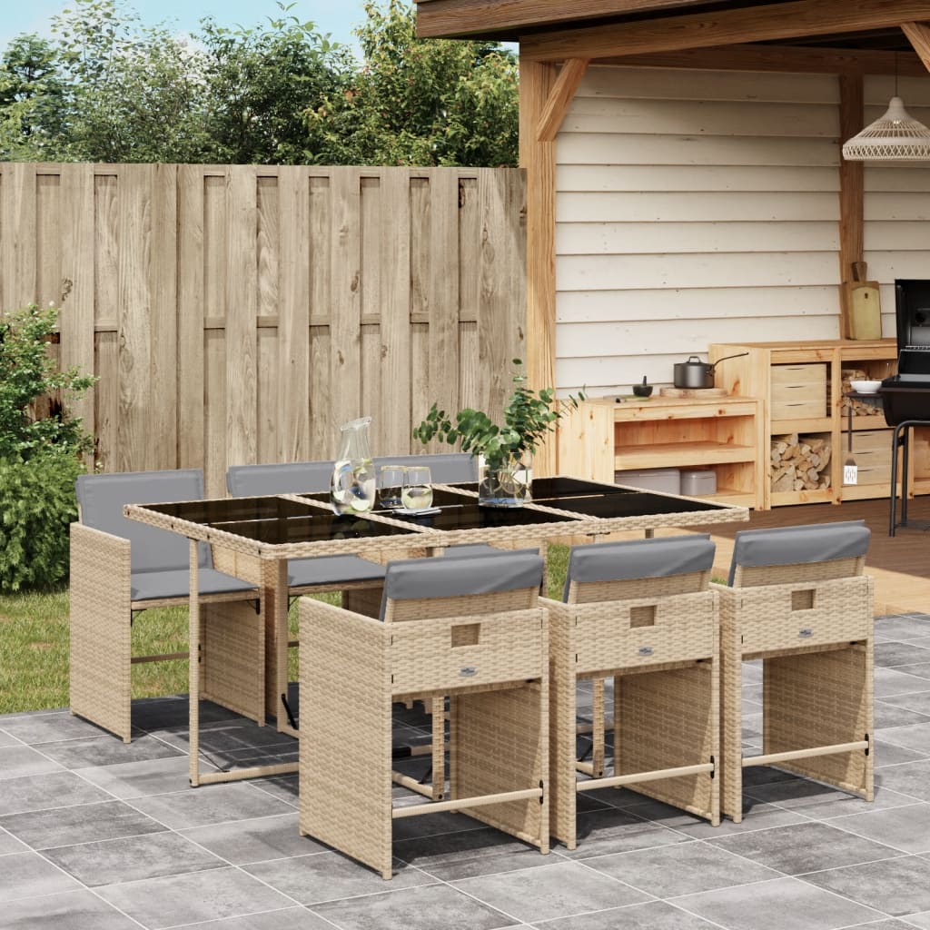 7-delige Tuinset met kussens poly rattan gemengd beige is nu te koop bij PeponiXL, paradijselijk wonen!