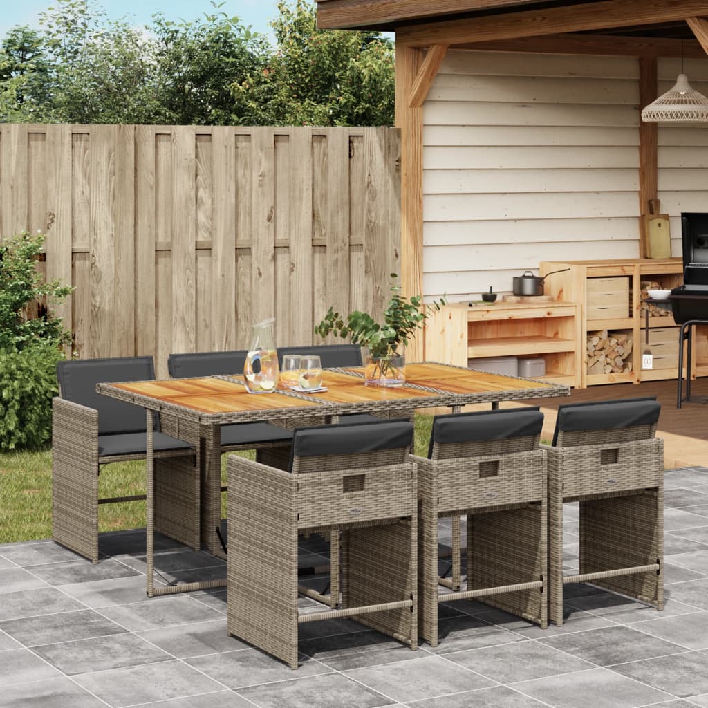 7-delige Tuinset met kussens poly rattan grijs is nu te koop bij PeponiXL, paradijselijk wonen!