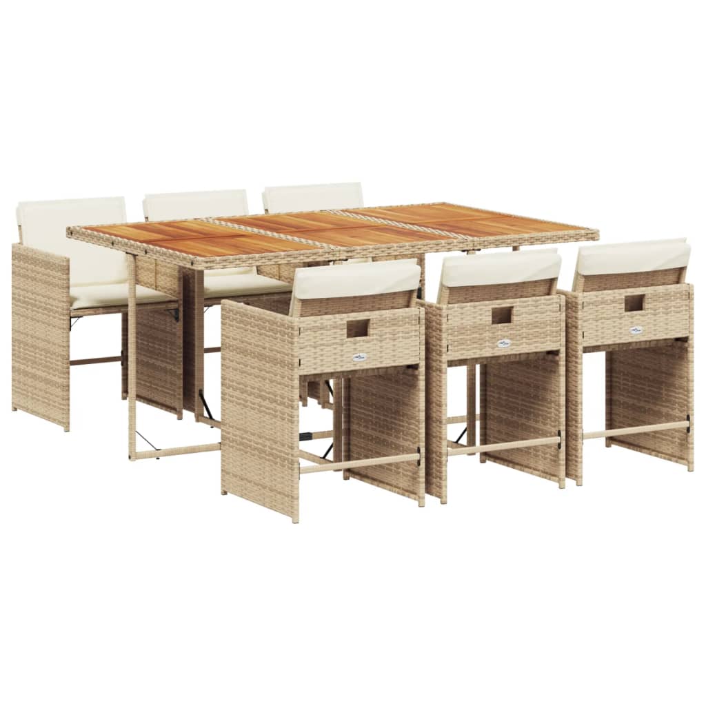 7-delige Tuinset met kussens poly rattan beige is nu te koop bij PeponiXL, paradijselijk wonen!