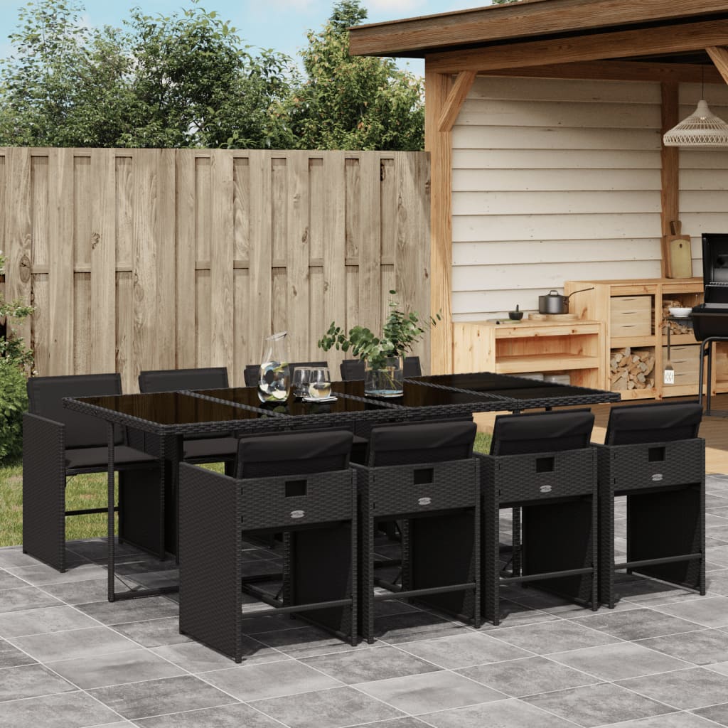 9-delige Tuinset poly rattan zwart is nu te koop bij PeponiXL, paradijselijk wonen!